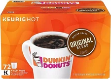 Dunkin' Donuts Original Blend Coffee K-Cup Pods, Box of 72 Count