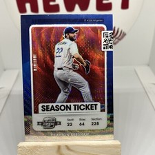 Clayton Kershaw 2021 Contenders Red Wave Prizm Season Ticket #3 LA Dodgers