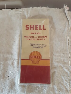 Vintage Shell Wesrern and Central U.S. Oil Gas Service Station Travel Road Map