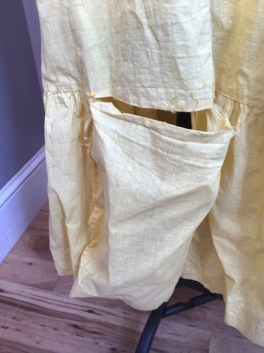 Authentic Vintage 1900s Fine Linen Bright Yellow Prairie Style Dress - Picture 4 of 9