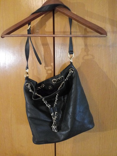 Michael Kors Gold Chain , Black Leather 