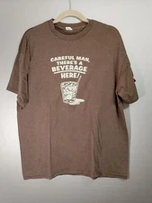Careful Man There's a Beverage Here The Big Lebowski Cult Movie Tee T Shirt Xl