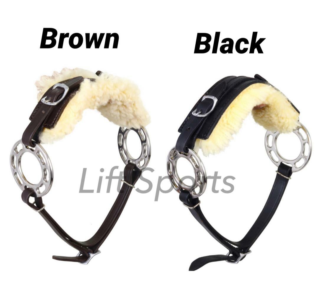 RIDING GEARS Cheval Hackamore Bitless Cheval Anglais Western Réglable Cuir ( Noir