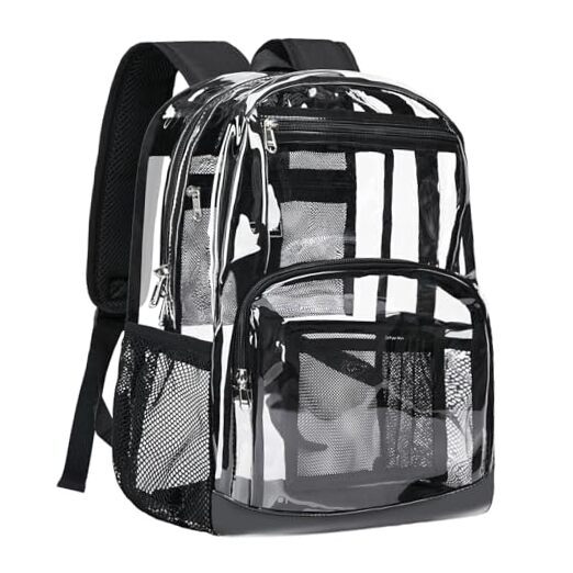 Clear Backpack Heavy Duty - Large Clear Bookbag Clear Backpacks for Black