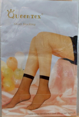 Vintage Pantyhose Queen Tex Ankle Socks Sheer Soft Color Beige #2 One Size BSDR1