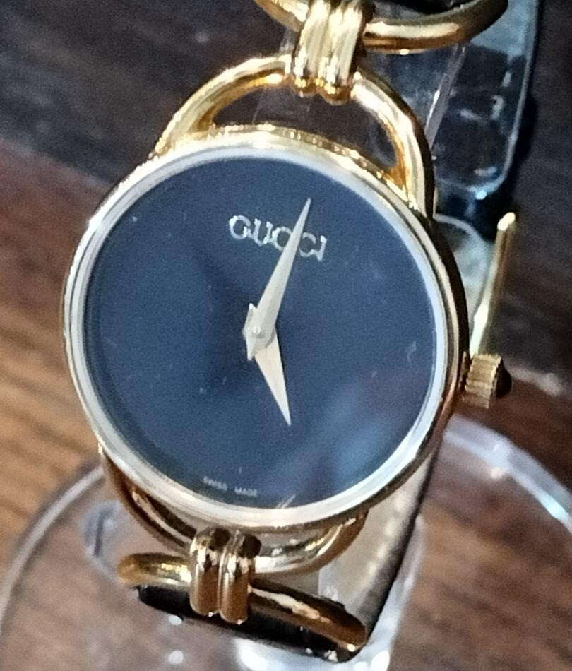504 GUCCI 時計　レディース　6000.2.L ヴィンテージ ゴールド Exc+5] GUCCI 6000.2.L Quartz Gold Black Dial Women's Watch