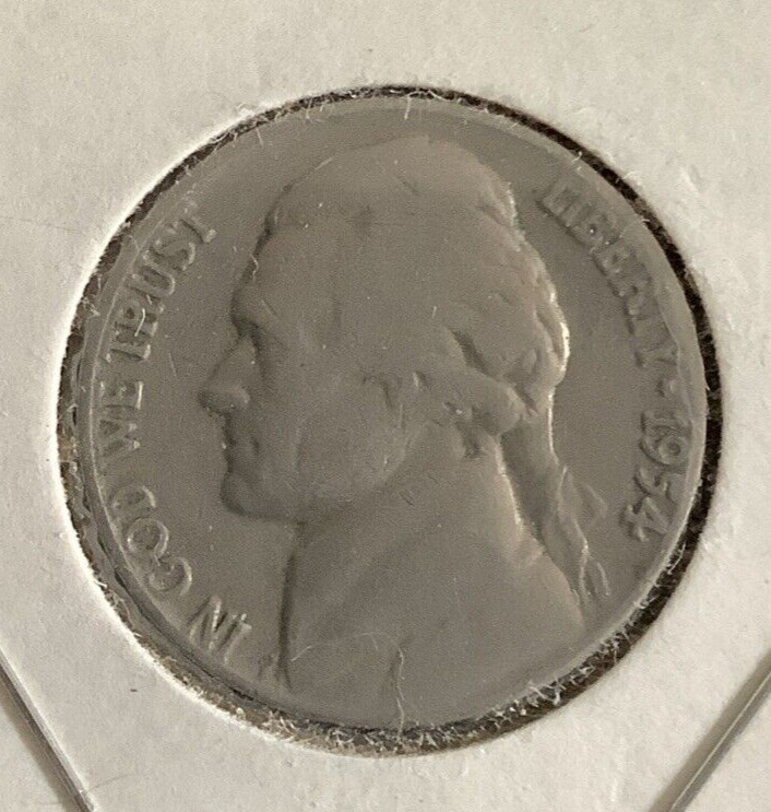 1954 D Jefferson Nickel US 5 Cent Coin