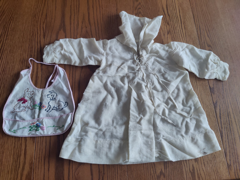 2 Vintage 1940's Embroidered  BABY BIB, Child's outfit/cover