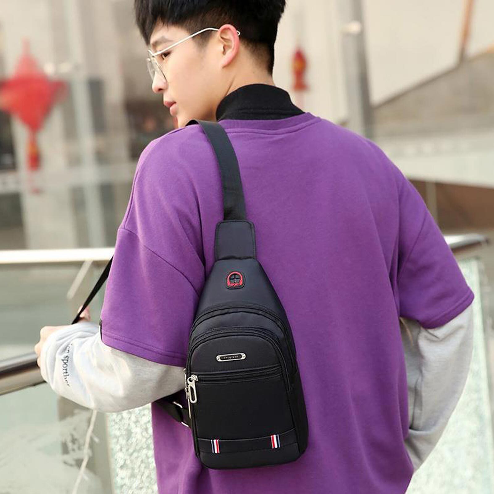 Mens Chest Bag Pack Travel Outdoor Sport Shoulder Sling Backpack Cross