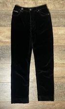 Vintage Valentino Jeans Black Velvet Trousers High Waisted Made In Italy - 30W