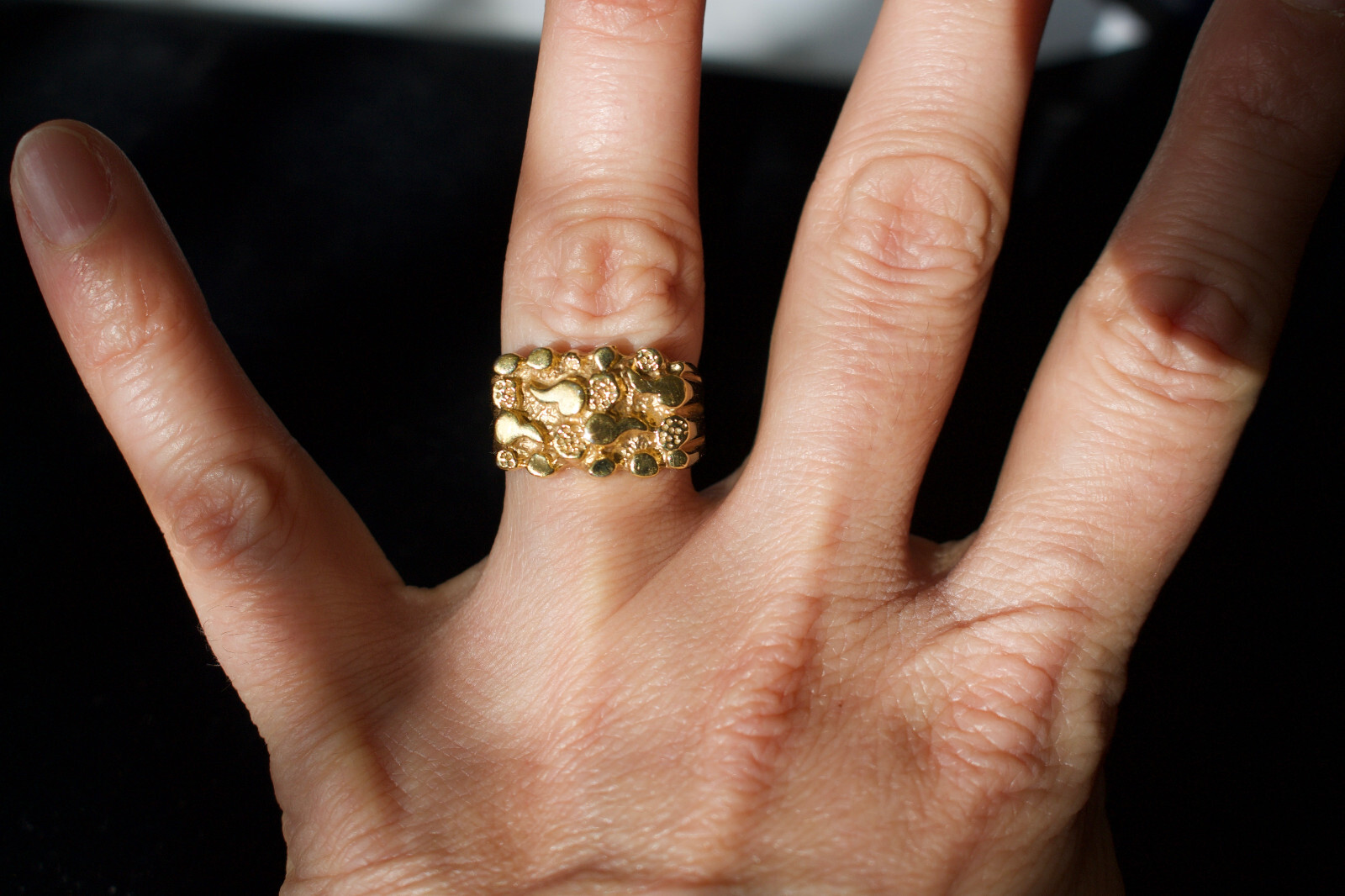 Men's Rectangular Nugget Ring Sterling Silver 925… - image 1