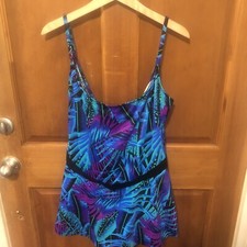 Women's Vintage Bathing Suit Colorful Floral Colony Rare Swimsuit One Piece 24W