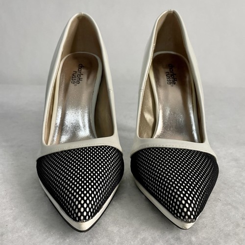 Charlotte Russe White And Black Netted Pointed Toe Stiletto 4.5in. Heel Sz 8 - 第 4/11 張圖片