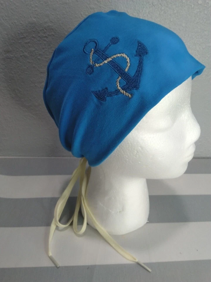 STRETCH NURSE SCRUB Cap Anchor Design Surgery Cap Gift for Nurses Hair cover - Image 3 of 4