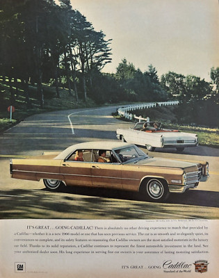 1966 Cadillac Automobile Hardtop Sedan 1964 De Ville Convertible VTG Print Ad