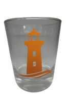 "Deko Teelicht Glas Windlicht Print \"Leuchtturm\" Orange Teelichtglas Kerzenglas"