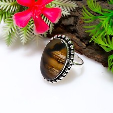 Montana Agate Gemstone Handmade Jewelry 925 Sterling Silver Ring For Women