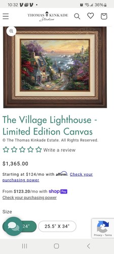 Thomas Kinkade LITHOGRAPH The VIllage Lighthouse Limited Ed. Gold Frame 14x18.5 - Picture 14 of 14