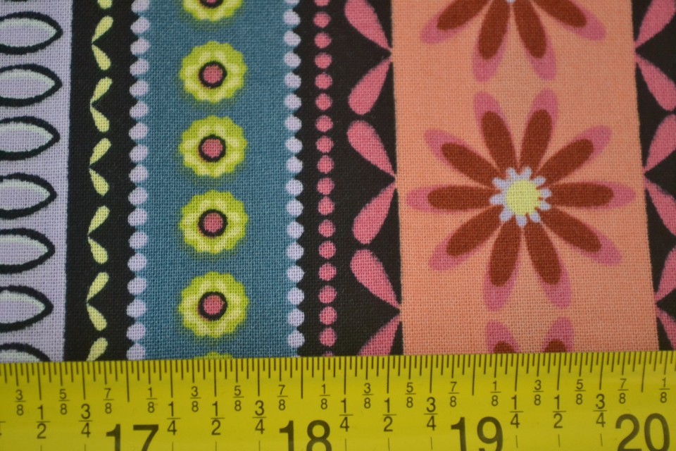 35" Long, Bright Colorful Floral Striped Quilt Fabric, JoAnn, C2499 eBay