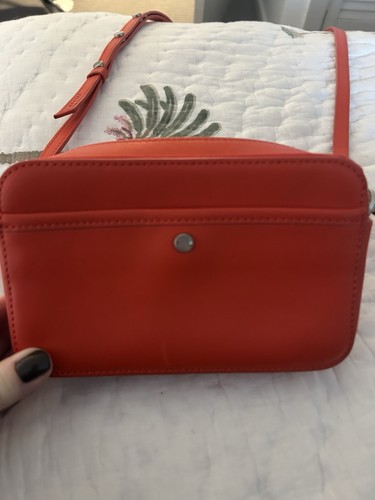 Jigsaw Orange Leather Crossbody Bag With Wristlet
