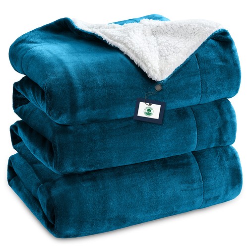 480 GSM Heavy Sherpa Fleece Blanket Soft Warm Sofa Bed Throw Faux Fur Blanket UK - Picture 75 of 132