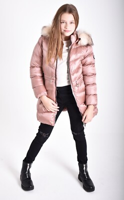 Neu Mädchen glänzend rosa wasserabweisend Pelz gefüttert Mantel Alter 5 7 9/10 11/12 13/14 15