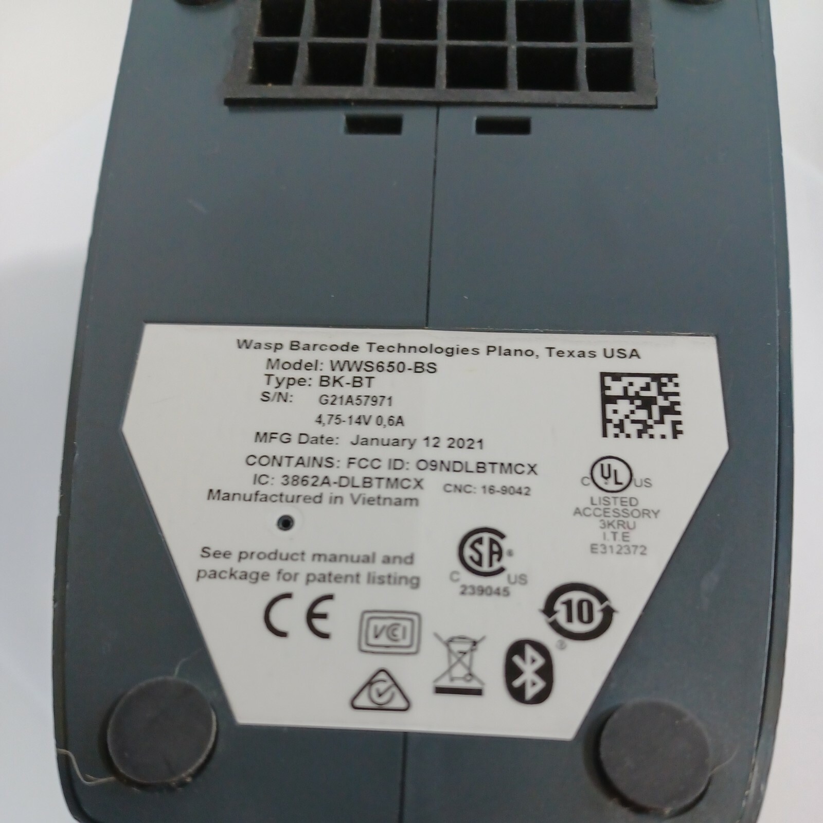 Wasp WWS650 Wireless 2D Barcode Scanner Base (Only) 633809002885