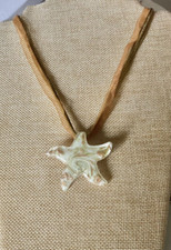 Art Glass Starfish Pendant/Necklace Suspended from Ribbon and Cord