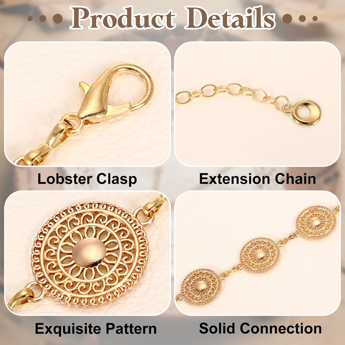 Western Concho Medallion Chain Belt Gold OS EX Vintage Gold Concho Chain Belt: Western Boho Statement Waist  main image 2
