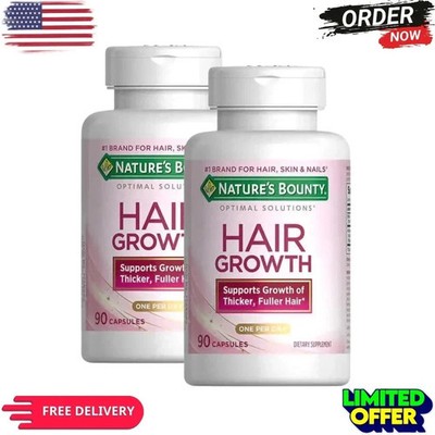 Nature s Bounty Hair Growth 90 Caps 1 Daily Supports Strong Healthy-Pack of 2