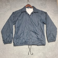Vintage Made in USA Satin Bomber Jacket Mens Medium Navy Blue Long Sleeve
