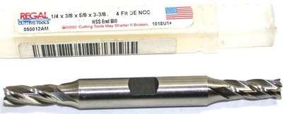 Regal 050012AM 1/4'' Diameter 3/8'' Shank 4 Flute Double End HSS End Mill
