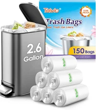 2.6 Gallon 150 Counts Small Trash Bags Garbage Bags by , Bathroom Trash Can Bin