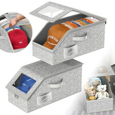 1/2x Stackable Hat Storage Organizer for Baseball Caps 24 Caps Hat Box with Lid