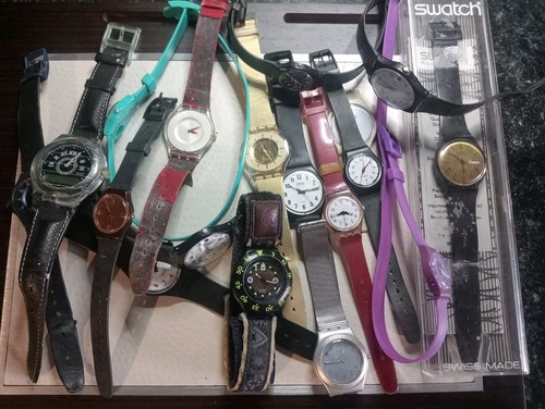 Joblot Of 18 Swatch Watches Sold As Spares Repairs Used Condition 