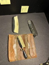 Vintage Grooming Brush Set Travel Case Clothes Hair Brushes Antique Kit 5