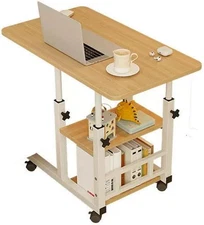 Portable C Shaped Computer Desk Mobile Standing Desk with Height Adjustable