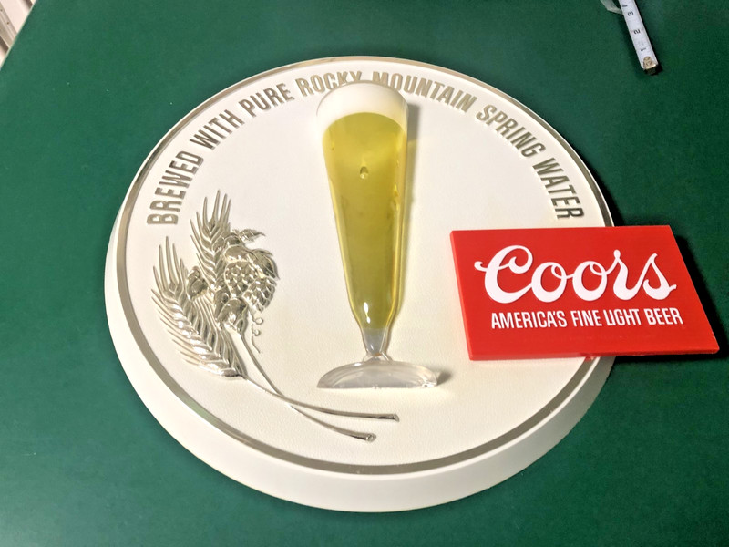 Coors Beer golden Colorado bar advertisement frosted beer glass sign