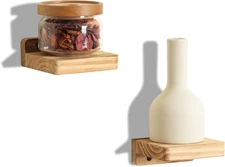 Small Floating Shelf for Wall Set of 2 Natural Wood 4Inch Mini Wall Shelves Deco