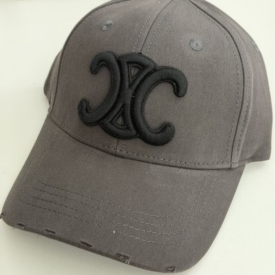 Celine Triomphe Brown black Adjustable Baseball Cap Women's Medium