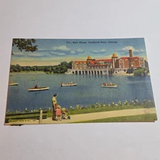 Vintage Postcard Boat House Humboldt Park Chicago IL Curt Teich