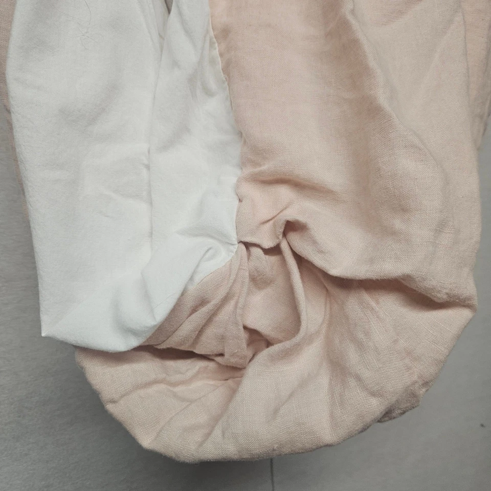 Pottery Barn Kids Blush Pink Linen Crib Sheet and Crib Skirt - Image 2 of 4