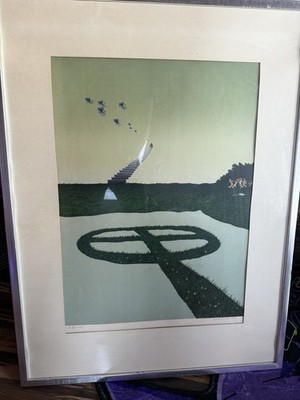 Bengt Nordenborg   signierte Farblithografie  Surrealistische Landschaft 