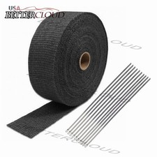 2 50ft Fiberglass Exhaust Wrap Header Pipe Heat Tape Black With 10 Ties 2 50ft Fiberglass Exhaust Wrap Header Pipe Heat Tape Black With 10 Ties