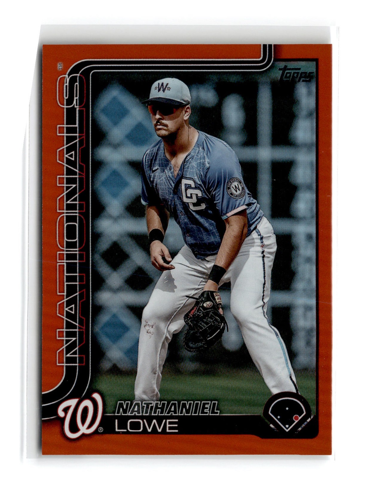 Nathaniel Lowe 2025 Topps Update #US230 Orange Holo Foil 18/25 Nationals