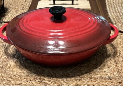Vintage Nouvelle Cuisine Gradient Red Ceramic Oval Casserole Dish