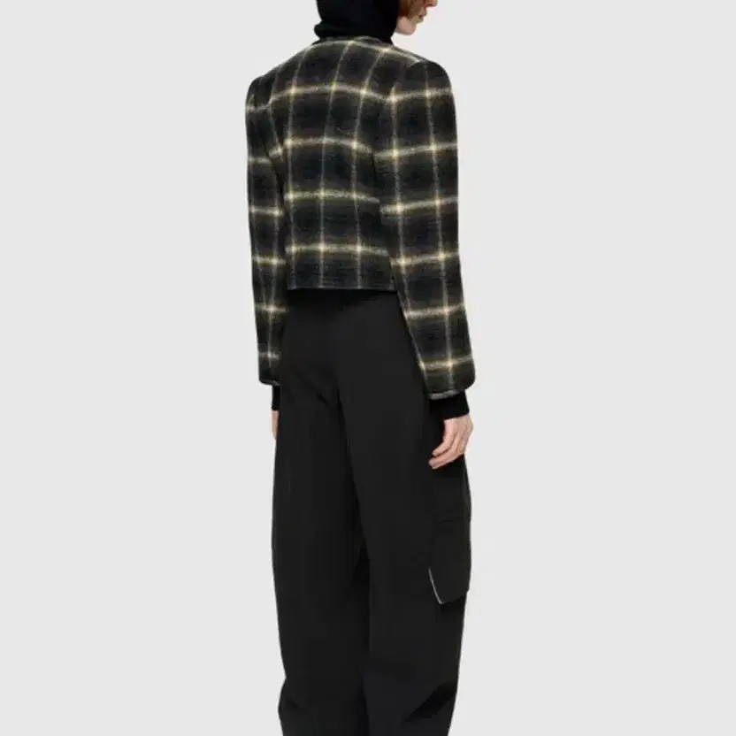 Low Classic Check Pattern Round Neck Jacket - Exc… - image 3