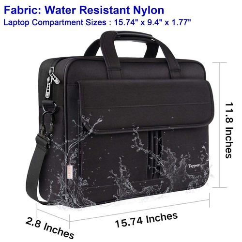 15,6" Laptoptasche, wasserabweisende Aktentasche, Messenger Schultertasche, schwarz - Bild 3 von 8