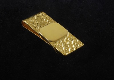 Estate 18K Yellow Gold Over Chunky Style Plaque Design Money Clip Size- 2'' x 3/4