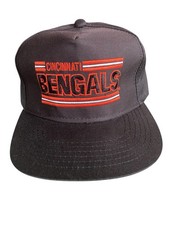 90s Cincinnati Bengals Hat Cap Black Snapback 2 Bar Block Print Drew Peterson